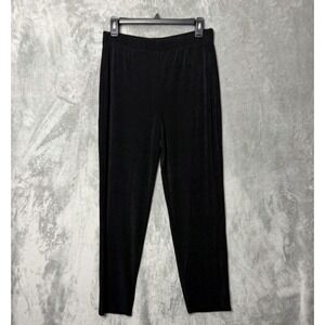 CHICO'S TRAVELERS Size 1 Medium Black Slinky Pants Elastic Waist Pull On